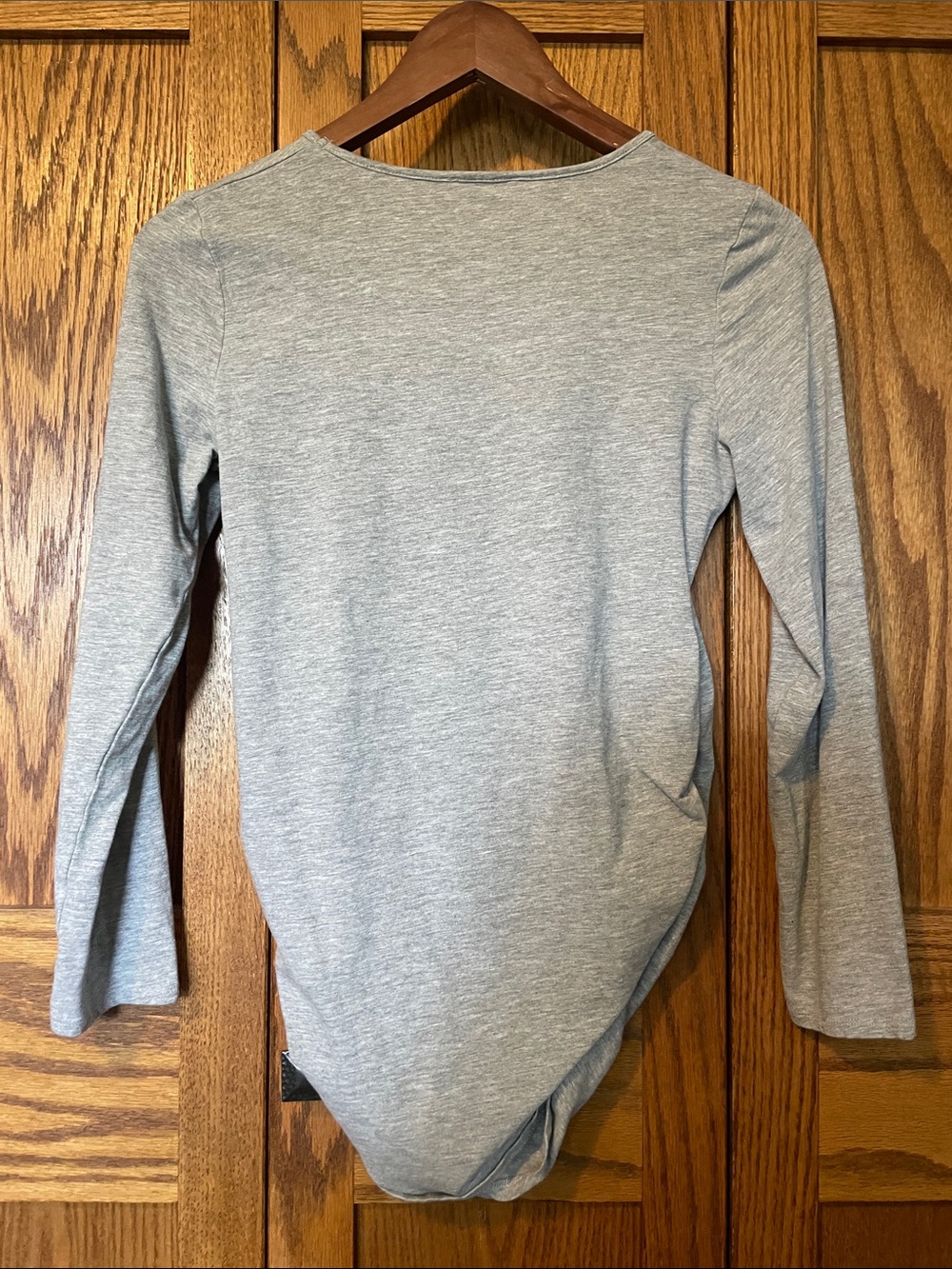 Three-Pack Women’s Maternity Long Sleeve Scoop Neck Tops - Grey, Black, White - Picture 6 of 9